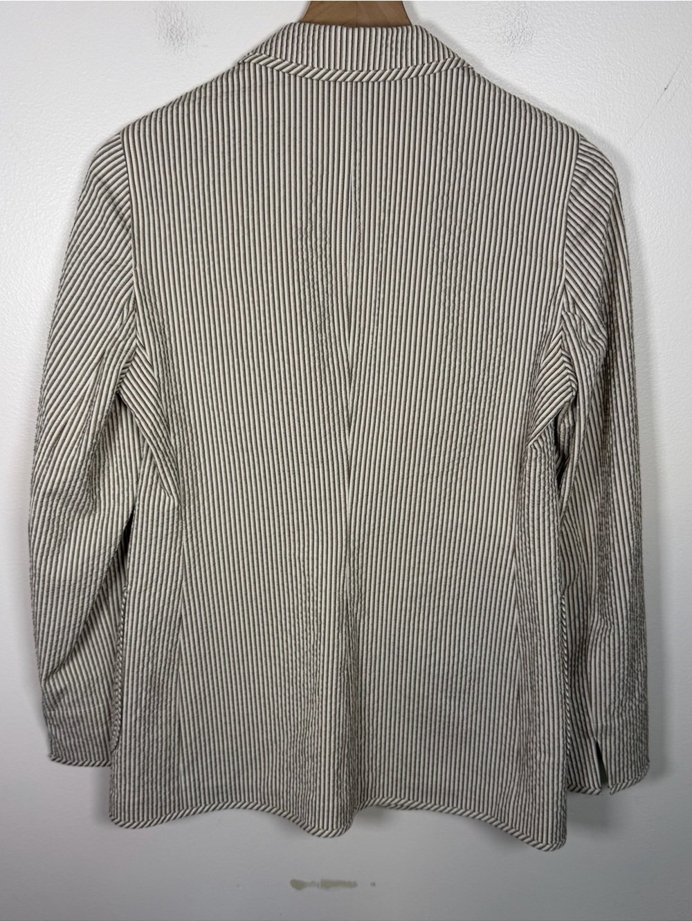 Akris Punto Seersucker Stripe Suit Set Blazer Pants Cotton Stretch US 6 Cream - Picture 3 of 12